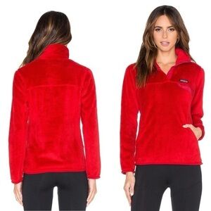 EUC Patagonia Women's Re-Tool Snap-T Pullover Fleece Sweater Red Medium Hiking
